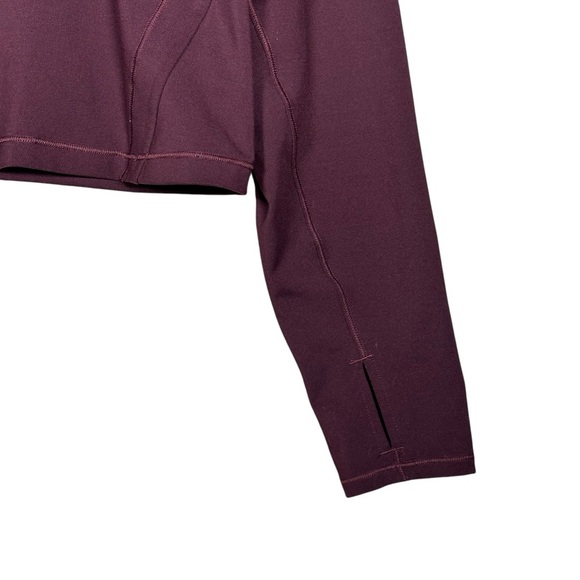 ATHLETA Shanti Long Sleeve Scoop Neck Crop Top in Antique Burgundy - Picture 6 of 10